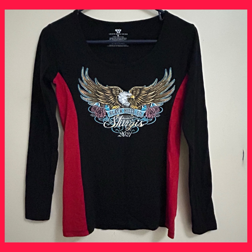 Women's Long Sleeve Tee - Black And Red